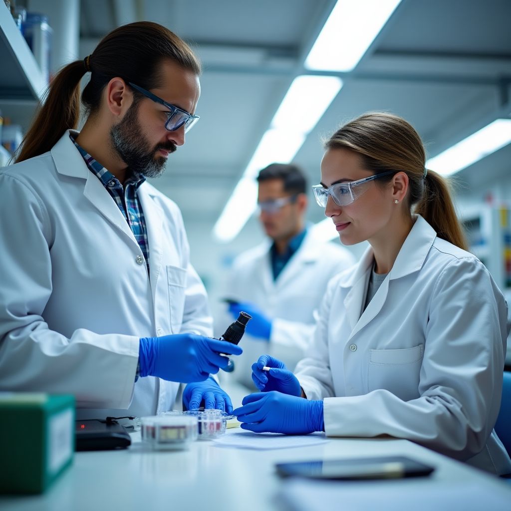 Equipo de YPF trabajando en laboratorio